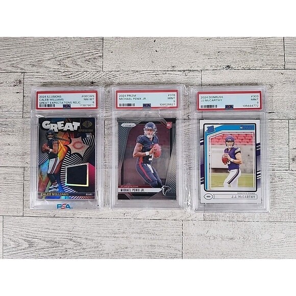 PSA Slab Graded NFL Panini Rookie Card Lot Of 3 Caleb Williams JJ McCarthy Penix - Picture 1 of 8
